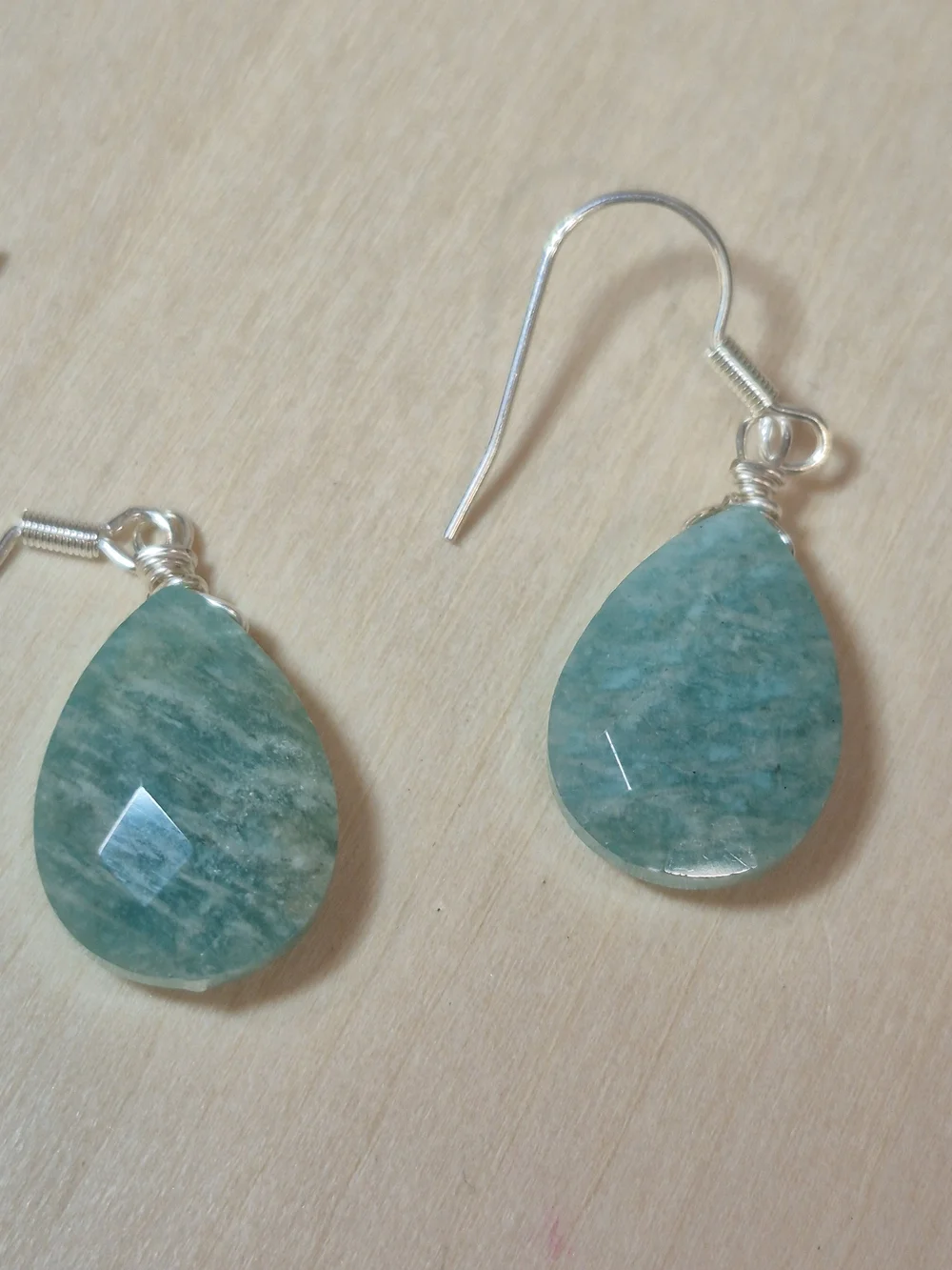 🩵🩵NEW🩵🩵 BEAUTIFUL!! Faceted AMZONITE Teardrop Dangle Earrings